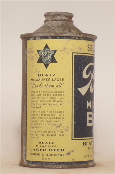 Blatz Beer low profile cone top #2