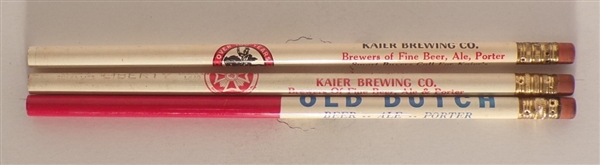 3 Brewery Pencils from Kaiers, Mahanoy Cty and Old Dutch, Catasaqua