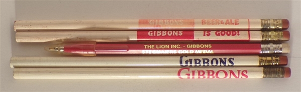 5 Brewery Pencils from Gibbons, Wilkes-Barre, PA