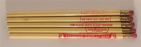 5 Brewery Pencils from Stegmaier, Wilkes-Barre, PA