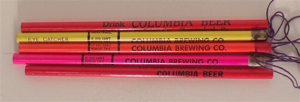 5 Brewery Pencils from Columbia, Shenandoah, PA