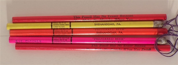 5 Brewery Pencils from Columbia, Shenandoah, PA