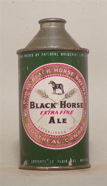 Black Horse Cone Top (Brewed and Packed by National Breweries. Montreal Canada)