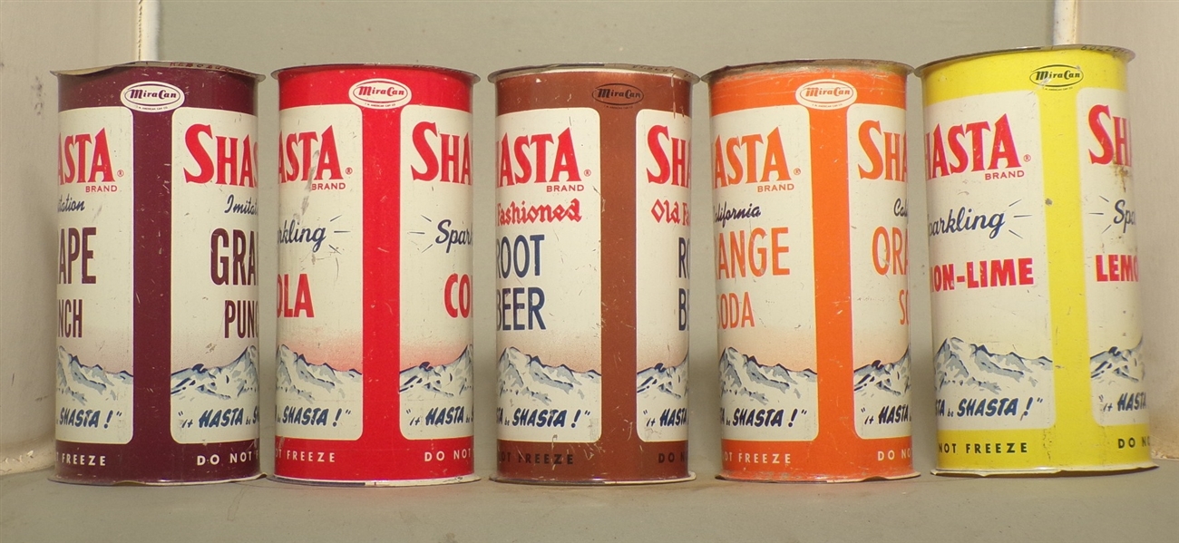 5 Shasta 10 Ounce Flat Tops from the Wind Tunnel Find