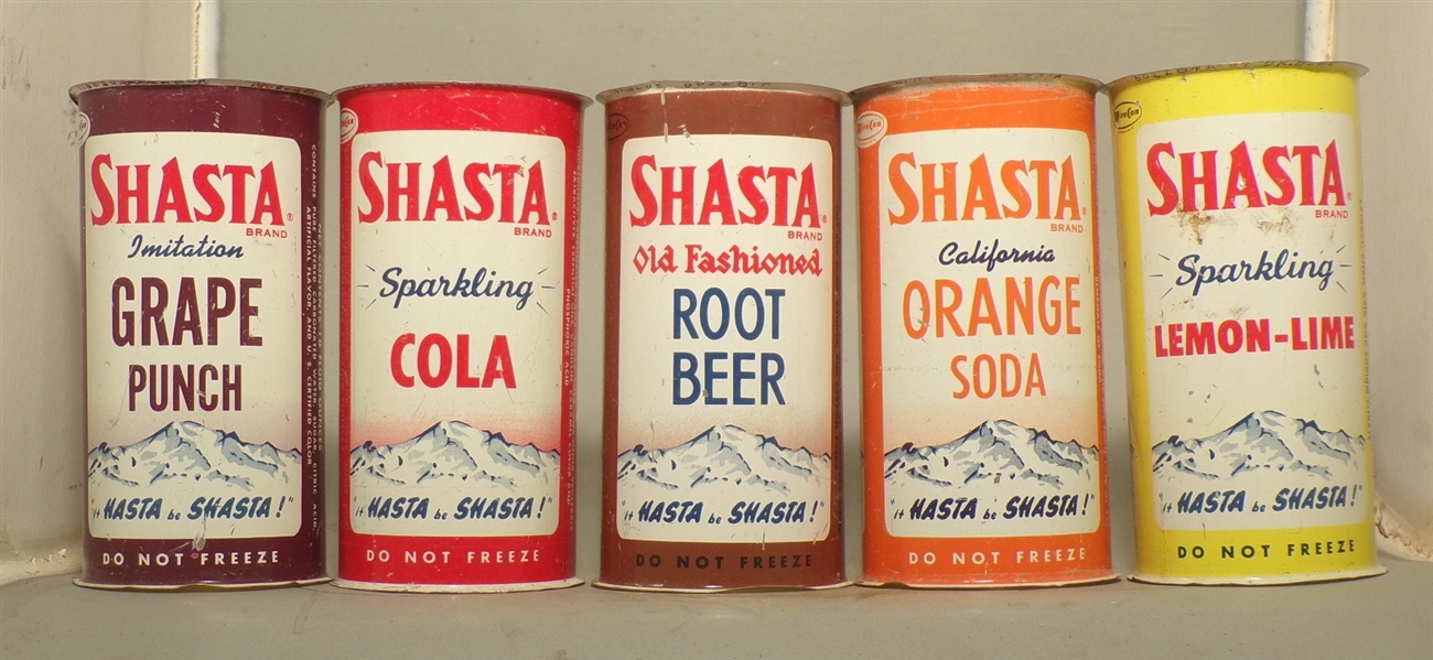 5 Shasta 10 Ounce Flat Tops from the Wind Tunnel Find