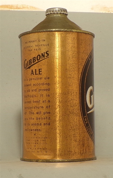 Gibbons Ale Quart Cone Top, Wilkes-Barre, PA