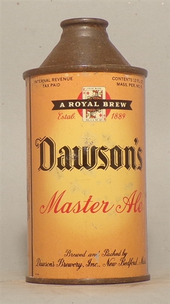 Dawson's Master Ale Cone Top, New Bedford, MA