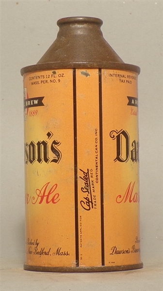 Dawson's Master Ale Cone Top, New Bedford, MA
