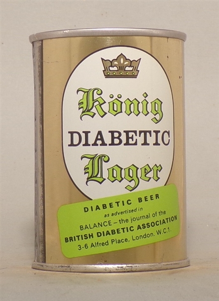 Koenig Diabetic Lager 9 2/3 Ounce Tab Top, England