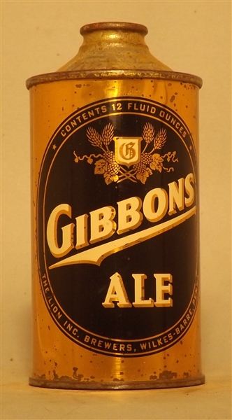 Gibbons Ale Low Profile Cone Top, Wilkes-Barre, PA