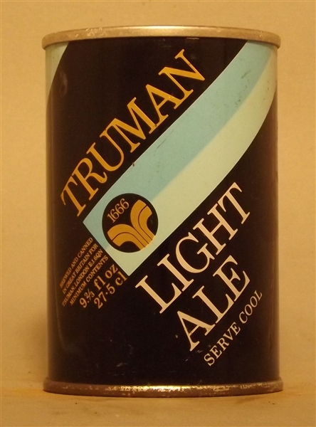 Truman Light Ale 9 2/3 Ounce Tab - England, UK