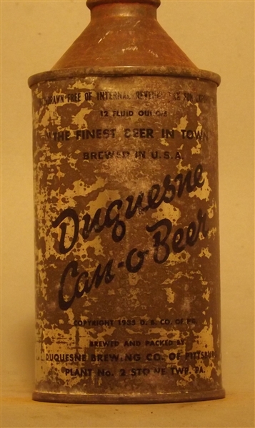 Duquesne Can-O-Beer OD? Cone Top, Pittsburgh, PA