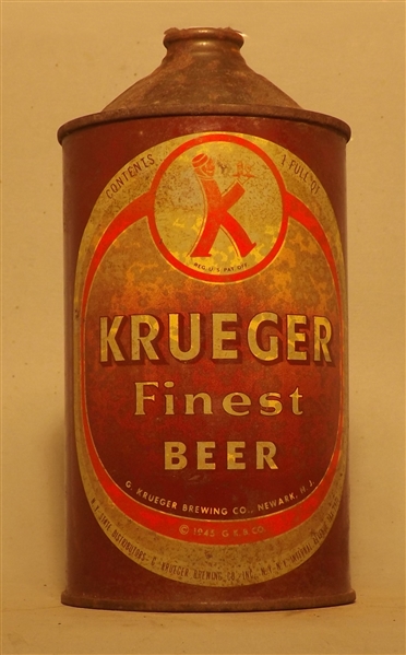 Krueger Finest Beer Quart Cone Top, Newark, NJ