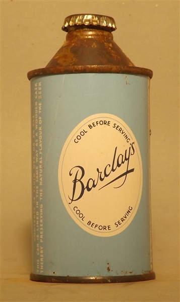 Barclay's Sparkling Beer Cone Top, England