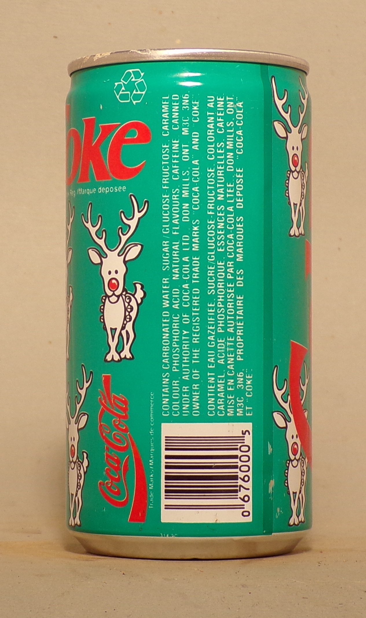 Lot Detail Coke Christmas Can 10 Oz. (Green)