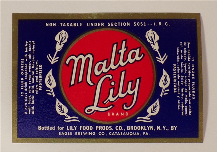Malta Lily Label, Catasaqua, PA