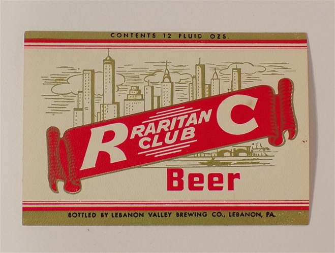 Raritan Club Label, Lebanon, PA
