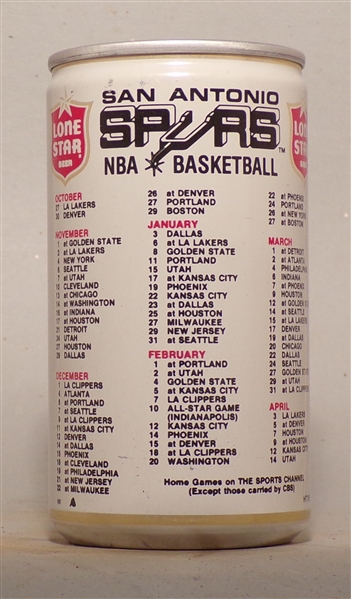 Lone Star 1984-85 San Antonio Spurs Basketball Schedule