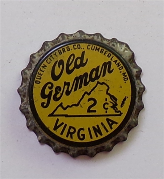  Old German 2 cents Virginia (Yellow) Cork-Backed Beer Crown