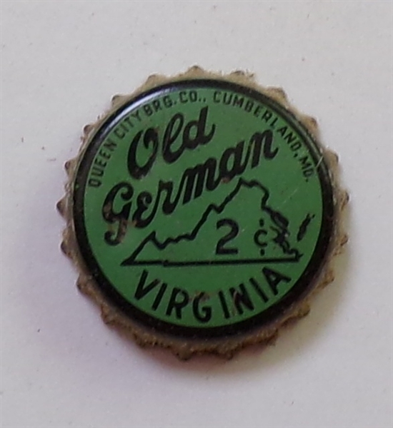  Old German 2 cents (Green) Virginia Cork-Backed Beer Crown