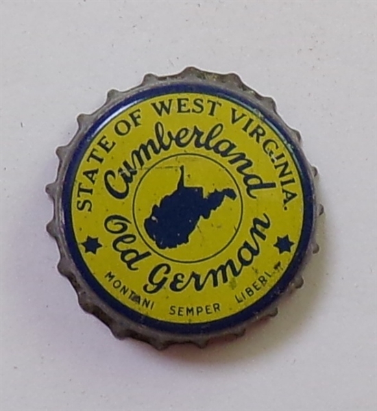 Cumberland Old German West Virginia (Yellow) Cork-Backed Beer Crown