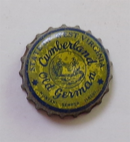  Cumberland Old German West Virginia (Yellow #2 Cork-Backed Beer Crown