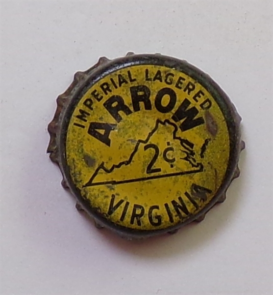  Arrow 2 cents Virginia Cork-Backed Beer Crown