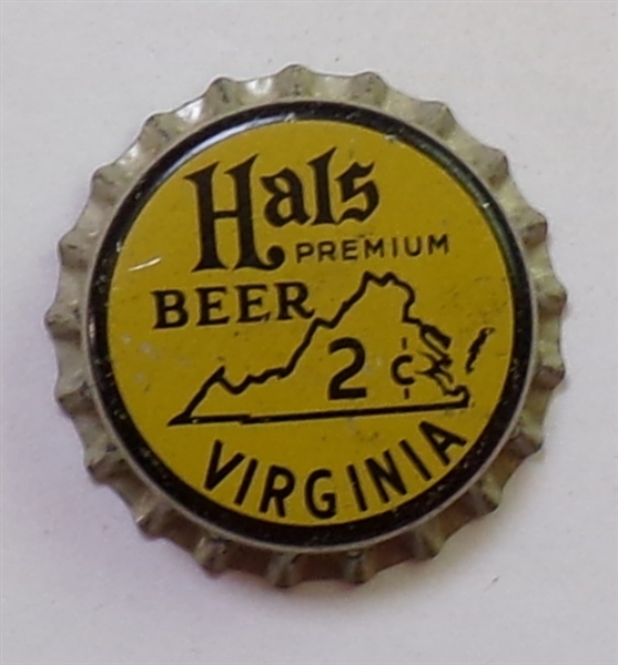  Hals 2 cents Virginia Cork-Backed Beer Crown