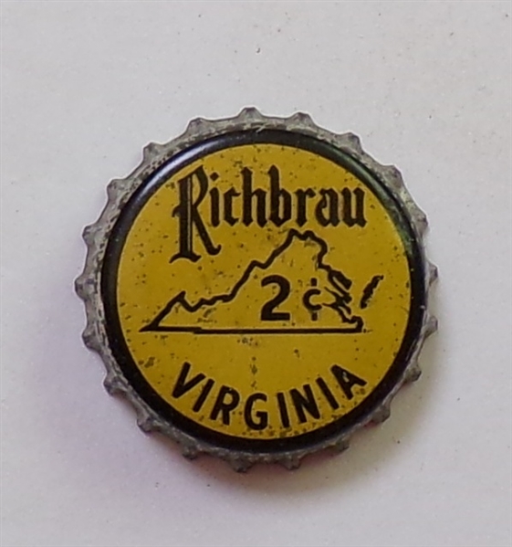  Richbrau 2 cents Virginia Cork-Backed Beer Crown