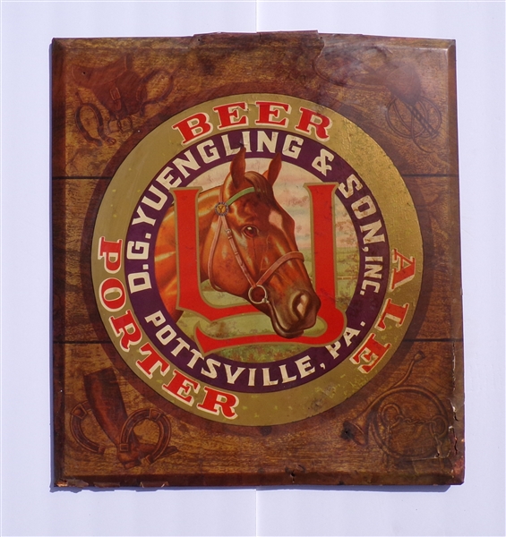 Yuengling Tin over Cardboard Sign, Pottsville, PA