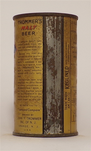 Trommer's Malt Beer OI flat top, Orange, NJ