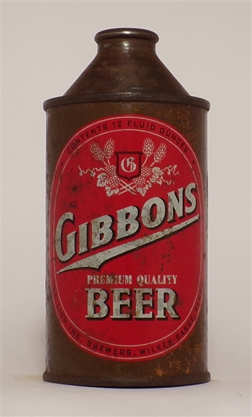 Gibbons Beer cone top, Wilkes-Barre, PA