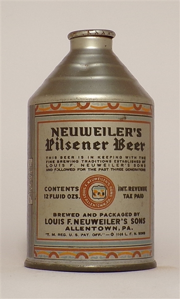 Neuweiler's Pilsener crowntainer, Allentown, PA