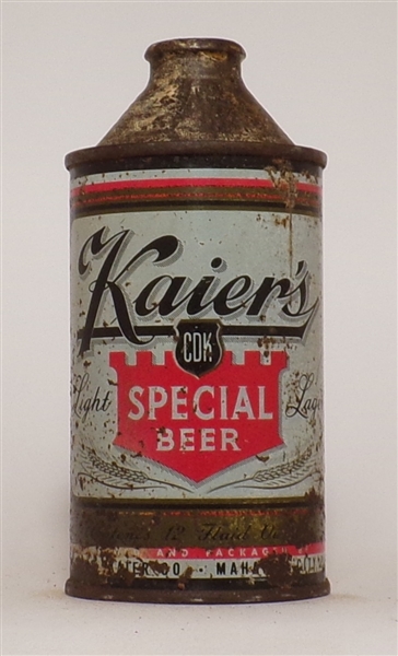 Kaier's Special Beer cone top, Mahanoy City, PA