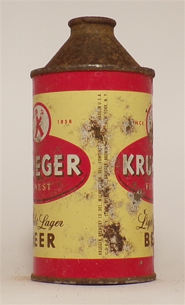 Krueger Light Lager Beer cone top, Wilmington, DE