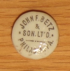 John F. Betz Ceramic Bottle Top, Philadelphia, PA