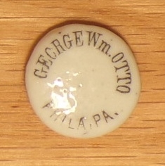 George Wm. Otto Ceramic Bottle Top, Philadelphia, PA