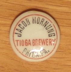 Jacob Hornung Tioga Br. Ceramic Bottle Top, Philadelphia, PA