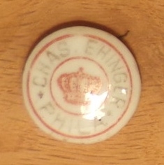 Chas Ehinger Ceramic Bottle Top, Philadelphia, PA