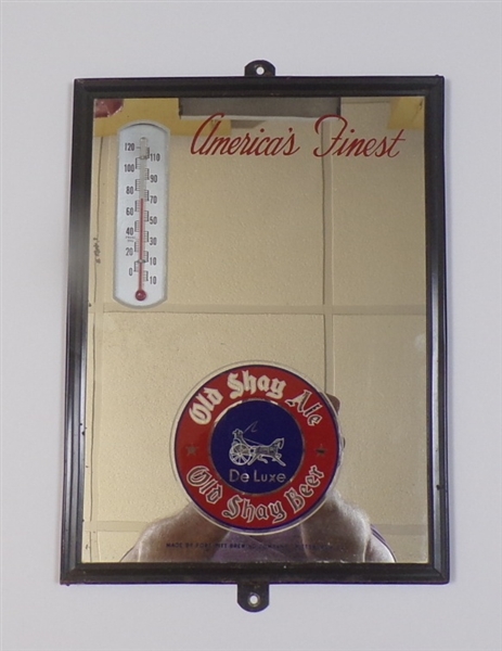 Old Shay Reverse-on-Glass Mirror/Thermometer