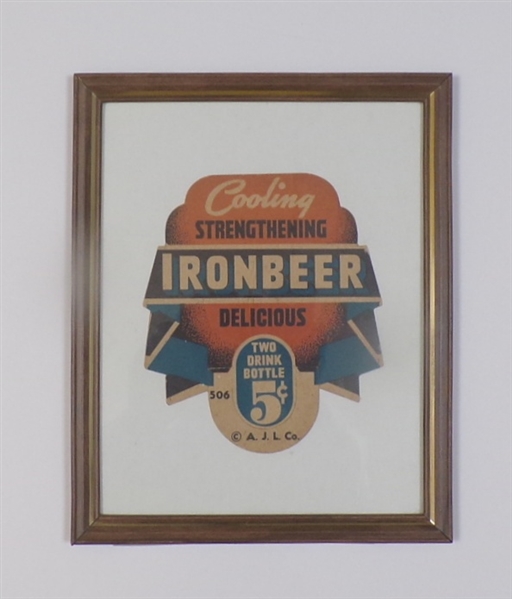 Ironbeer Framed Cardboard Sign/Bottle Topper