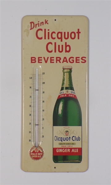 Cliquot Club Tin Sign/Thermometer
