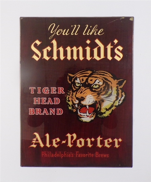 Schmidt's Tiger Head Reverse-on-Glass (Cracked), Philadelphia, PA