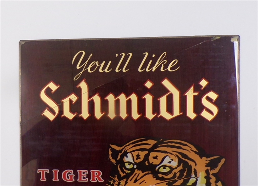 Schmidt's Tiger Head Reverse-on-Glass (Cracked), Philadelphia, PA