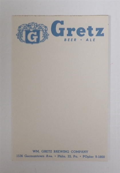 Gretz Note Pad #1, Philadelphia, PA