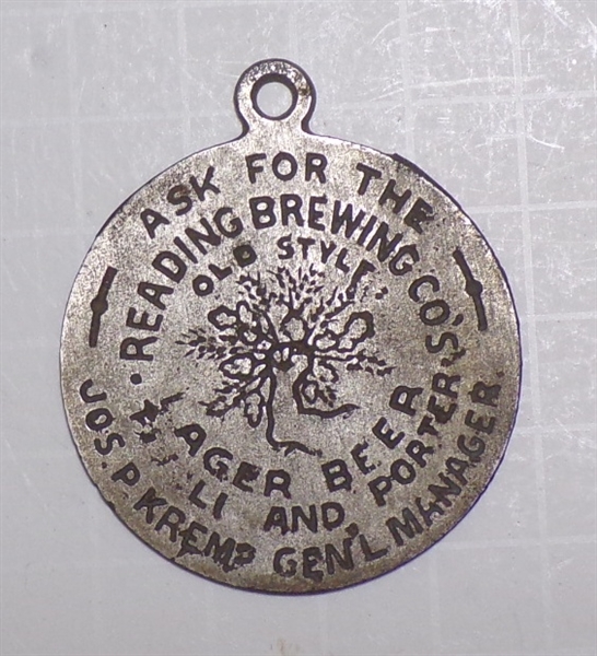 Reading Brewing Co. Medallion, Aug. 25, 1894, Reading, PA