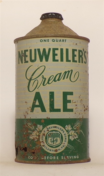 Neuweiler's Cream Ale (Gray) Quart Cone Top, USBC 215-8