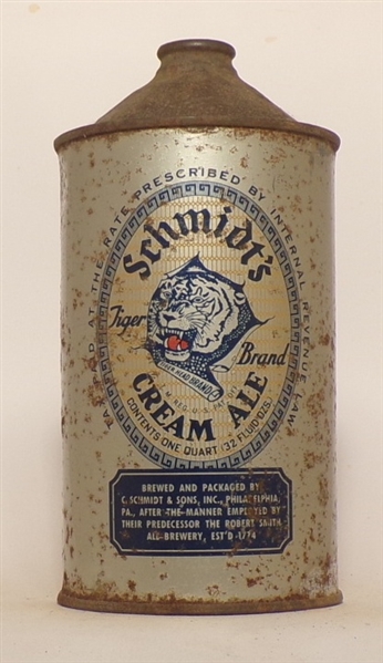 Schmidt's Cream Ale Quart Cone Top #2, USBC 218-18