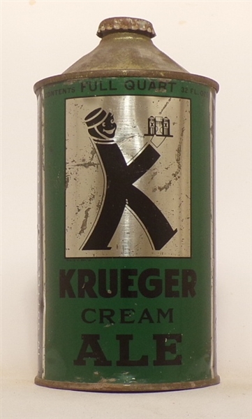 Krueger Cream Ale Quart Cone Top #2, USBC 213-12