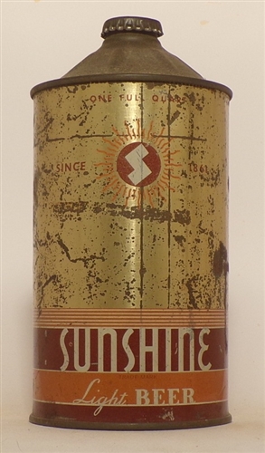 Sunshine Light Beer Quart Cone Top, USBC 219-12